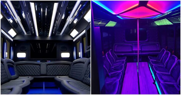 “Group transportation service in Arlington TX with executive vans and SUVs outside AT&T Stadium.”