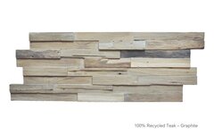 Recycled 3D Teakwood Wall Panels - Graphite (Available in Cases 