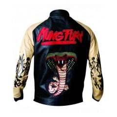 Kung Fury Cobra Bomber Jacket - Designer Leather Jackets For Men