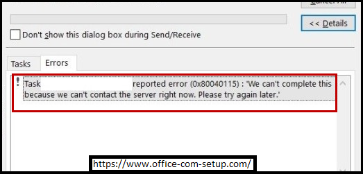 How to Resolve Outlook Error Code 0X80040115? - www.office.com/s