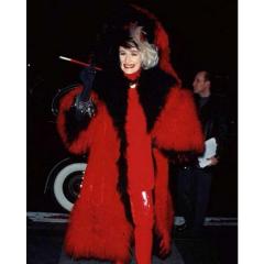 101 Dalmatians Cruella Devil Fur Coat Red Color - Designer Leath