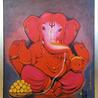 What different colours in a Ganesha painting symbolises