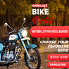 Rental bike in bangalore with 30% off
