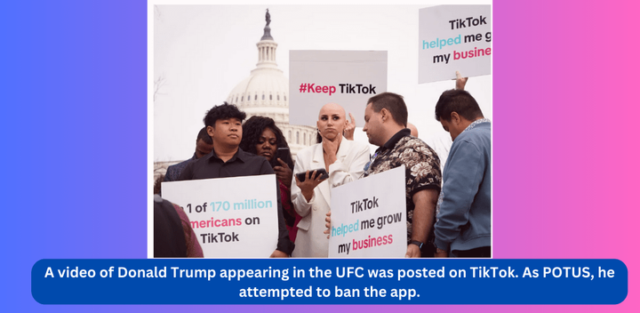 On TikTok, a video featuring Donald Trump competing in the UFC was uploaded.