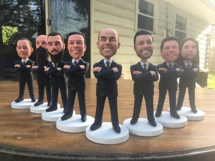Personalized bobblehead doll wedding cake topper