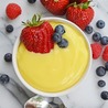 Custard can be served hot or cold, and it can be enjoyed on its own