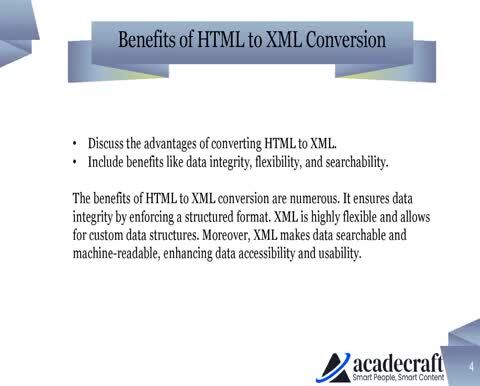 HTML to XML conversion services